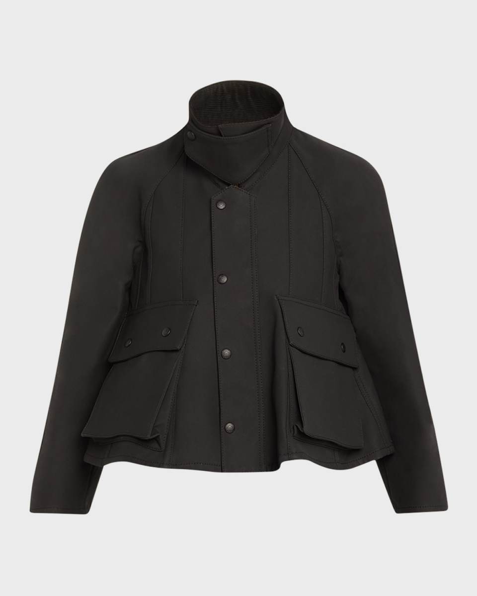 Short Trapeze Parka Jacket with Patch Pockets